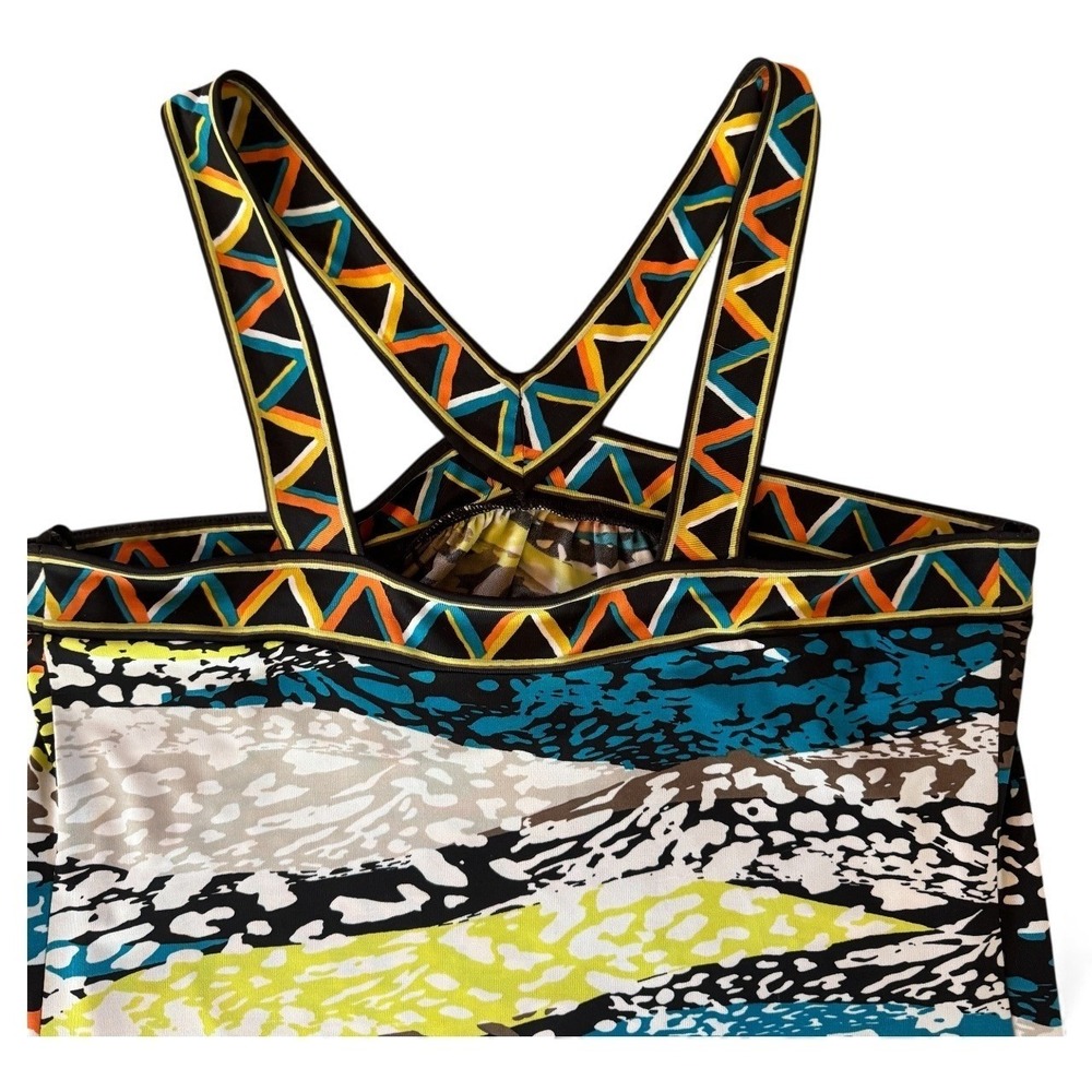 BCBGMAXAZRIA‎ Women's Black Multi Color Geometric Print Halter Mini Dress Size S - Picture 4 of 10